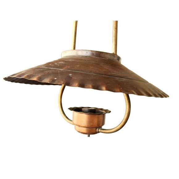 Vintage Copper Hanging Pendant Light Fixture Underwriters Laboratories - Picture 7 of 9